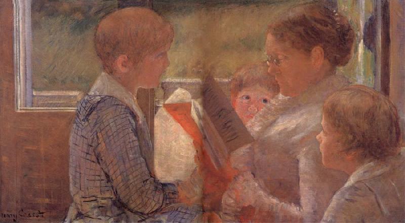 Mary Cassatt Mary readinf for her grandchildren France oil painting art
